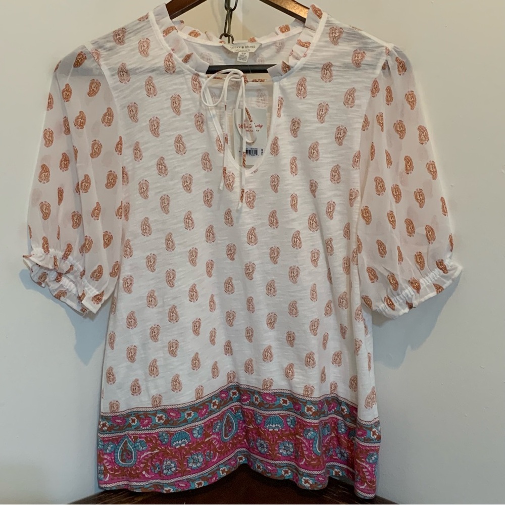 *NWT* Lucky Brand Paisley Boho Peasant Top